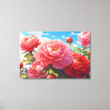 Peonies Stretched Canvas Print