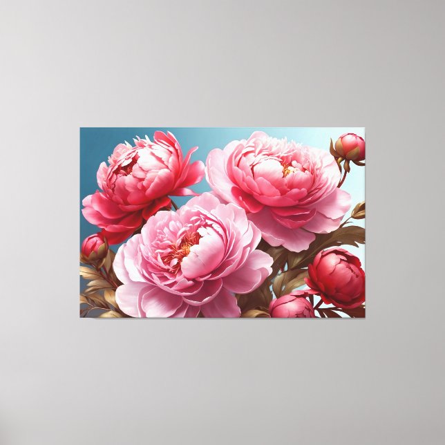 Peonies Stretched Canvas Print Leinwanddruck (Vorderseite)