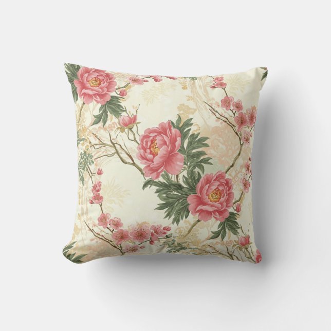 Peonies throwpillows - Vintage Blüten Kissen (Vorderseite)