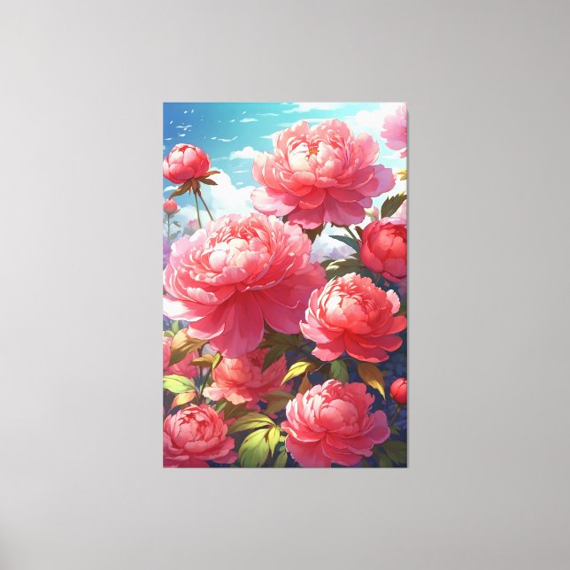 Peonies toile étirée Impression (Recto)