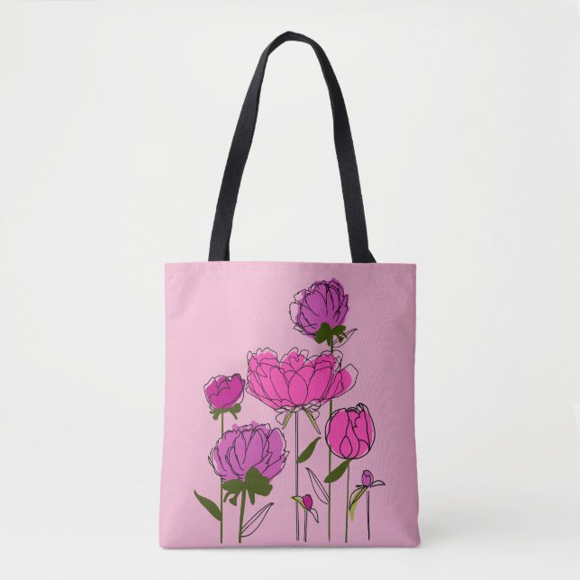 Peonies Tote Bag Tasche (Vorderseite)