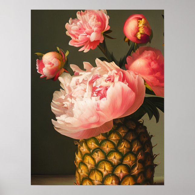Peonies und Ananas Poster (Vorne)