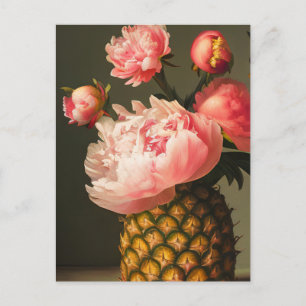 Peonies und Ananas Postkarte