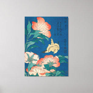 Peonies und ein berühmtes kanarisches Malplakat Leinwanddruck