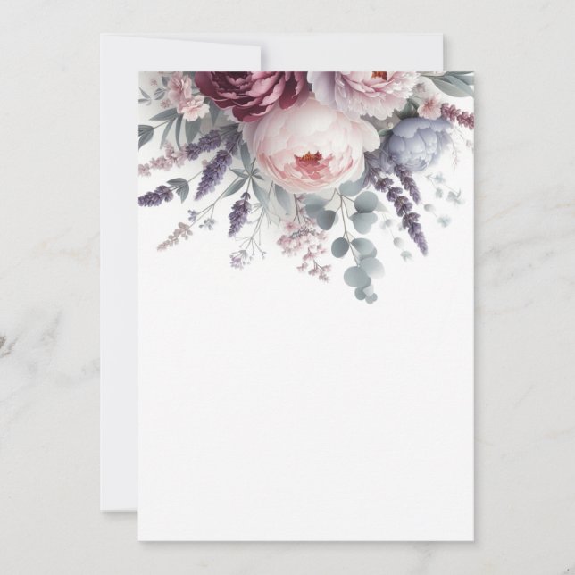 Peonies und Lavendel Einladung (Vorderseite)