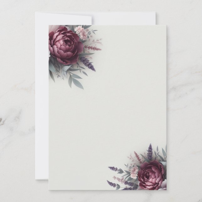 Peonies und Lavendel Einladung (Vorderseite)