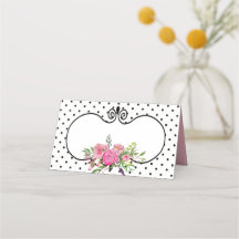 Peonies und Polka Dots Hochgeklappte Platzkarte