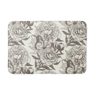 Peonies und Schmetterlinge blockieren den Druck, d Badematte