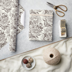 Peonies und Schmetterlinge blockieren den Druck, d Geschenkpapier