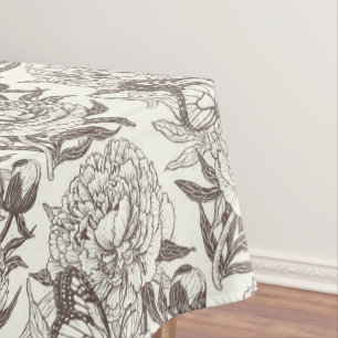 Peonies und Schmetterlinge blockieren den Druck, d Tischdecke