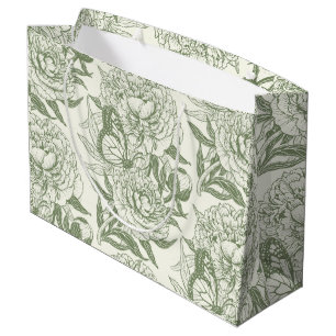 Peonies und Schmetterlinge blockieren den Druck, S Große Geschenktüte