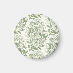Peonies und Schmetterlinge blockieren den Druck, S Magnet