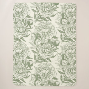 Peonies und Schmetterlinge blockieren den Druck, S Sherpadecke