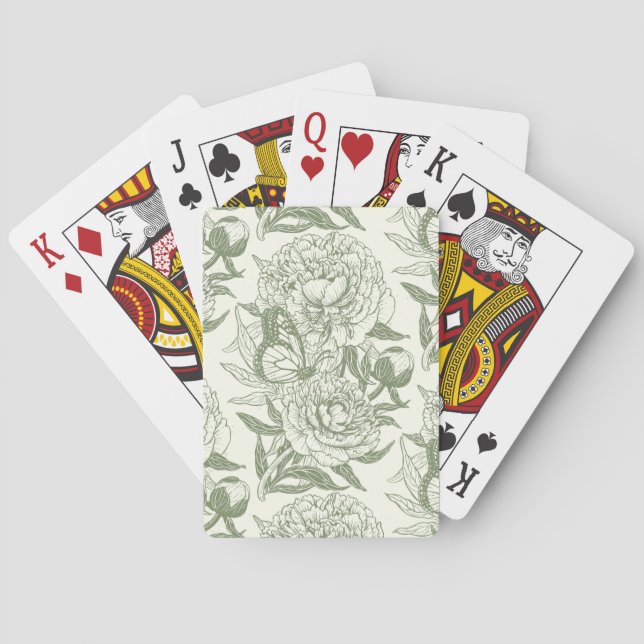 Peonies und Schmetterlinge blockieren den Druck, S Spielkarten (Rückseite)