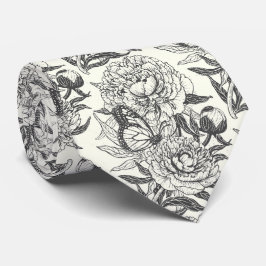 Peonies und Schmetterlinge blockieren Druck, schwa Krawatte