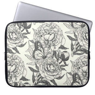 Peonies und Schmetterlinge blockieren Druck, schwa Laptopschutzhülle