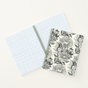 Peonies und Schmetterlinge blockieren Druck, schwa Notizbuch