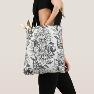 Peonies und Schmetterlinge blockieren Druck, schwa Tasche