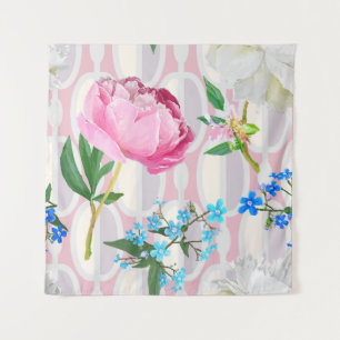 Peonies und vergessene-me-nots. Nahtlose Hintergru Wandteppich