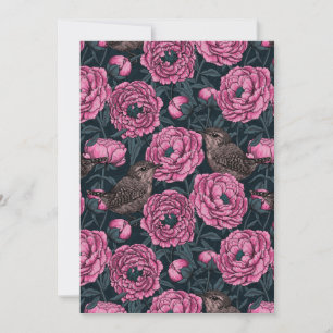 Peonies und Warnen auf dunkelgrau