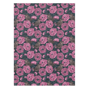 Peonies und Warnen auf dunkelgrau Tischdecke