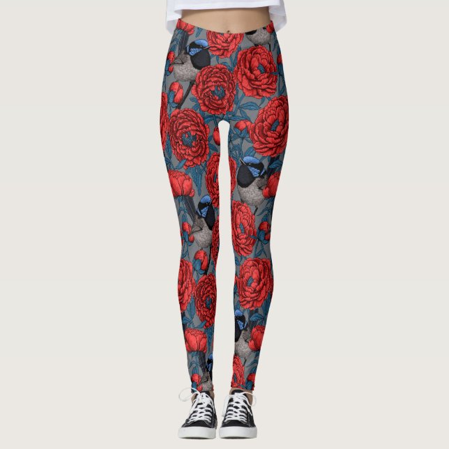 Peonies und Warnen Leggings (Vorderseite)