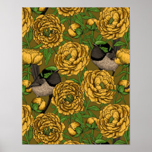 Peonies und Warnen Poster