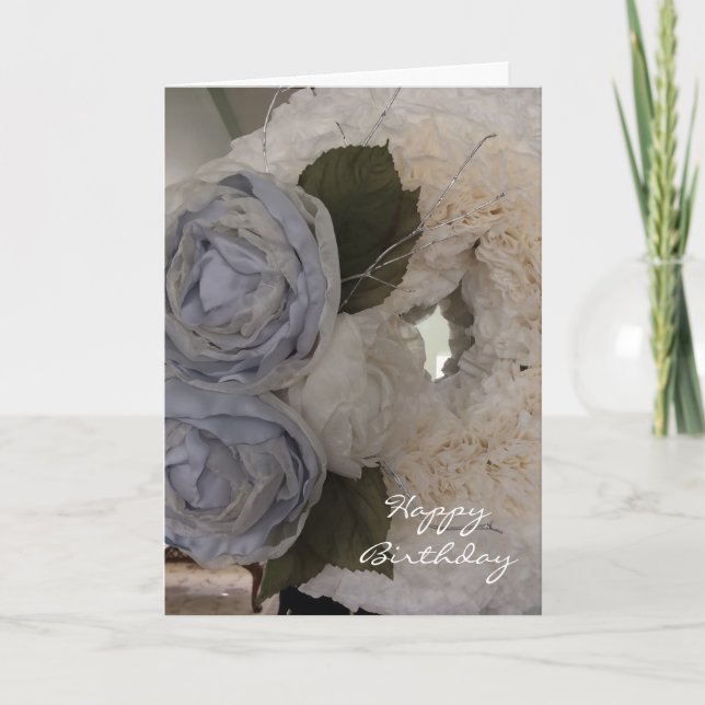 Peonies und Wreath zum Geburtstag Karte (Vorderseite)
