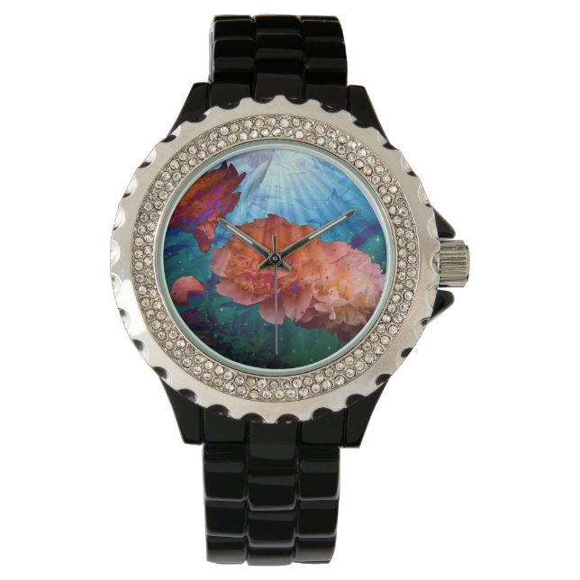 Peonies Under Water Armbanduhr (Vorderseite)