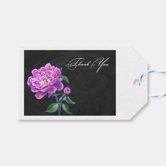 Peonies Vielen Dank Geschenkanhänger (Vorderseite (Horizontal))