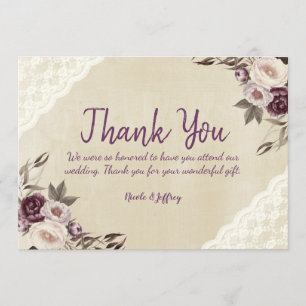 Peonies violettes profondes Floral Mariage Carte d