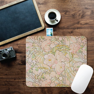 Peonies von Alphonse Mucha Mousepad