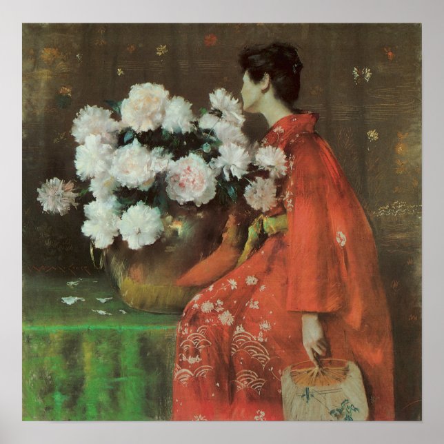 Peonies von William Merritt Chase Poster (Vorne)