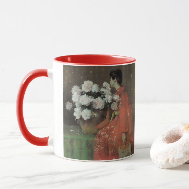 Peonies von William Merritt Chase, Vintage Kunst Tasse (Mit Donut)