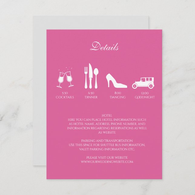 Peonies Wedding DETAILS Einladung (Vorne/Hinten)