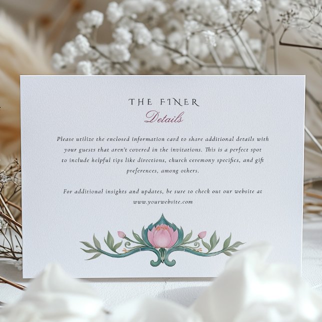 Peonies Wedding Information Card Vintag Begleitkarte (Von Creator hochgeladen)