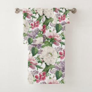 Peonings & Lilacs Blumengarten Wasserfarben Muster Badhandtuch Set