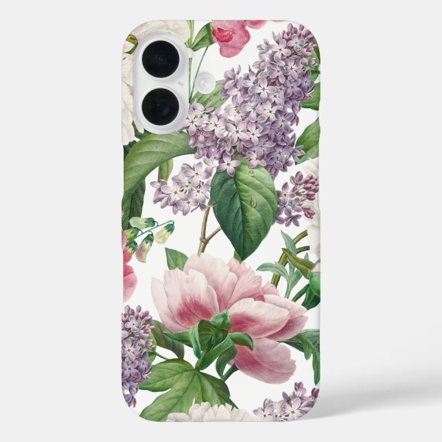 Peonings & Lilacs Blumengarten Wasserfarben Muster iPhone 16 Hülle (Rückseite)
