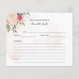 Peony and Gold Blume Name Rezept Card