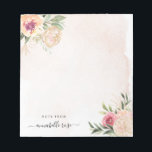 Peony and Gold Foil Bloom Notepad Notizblock<br><div class="desc">Dieses individuell anpassbare Notizblock wurde für die Koordination mit unserer Peony- und Gold-Kollektion konzipiert. Es verfügt über üppige Rosa- und Goldpeony-Blume mit grünem Blattwerk auf einem Aquarellhintergrund. Für eine erweiterte Anpassung dieses Designs, z.B. das Ändern des Layouts, des Schriftartes oder der Textgröße, klicken Sie bitte auf den obigen Button "KENNEN"....</div>