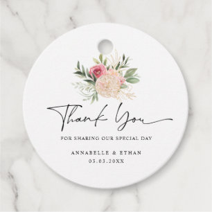 Peony and Gold Foil Blooms Favotag Geschenkanhänger