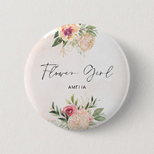 Peony and Gold Foil Blume Blume Abzeichen Button