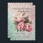 Peony Best Friend Birthday<br><div class="desc">Für Ihre beste Freundin,  schicken Sie ihr diese wunderschöne Geburtstagskarte einer schönen rosa Peony,  und die Worte,  die eine Peony repräsentiert,  Wohlstand,  Positivität und Glück. Das Ganze ist auf einem wunderschönen,  türkisfarbenen und hellrosa Blumenhintergrund gehalten. Eine schöne Nachricht vervollständigt diese Karte auf der Rückseite.</div>