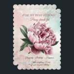 Peony Best Friend Birthday<br><div class="desc">Für Ihre beste Freundin,  schicken Sie ihr diese wunderschöne Geburtstagskarte einer schönen rosa Peony,  und die Worte,  die eine Peony repräsentiert,  Wohlstand,  Positivität und Glück. Das Ganze ist auf einem wunderschönen,  türkisfarbenen und hellrosa Blumenhintergrund gehalten,  eine schöne Nachricht vervollständigt diese Karte auf der Rückseite.</div>