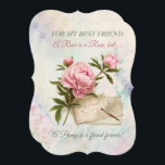 Peony Best Friend Birthday<br><div class="desc">Für Ihre beste Freundin, schicken Sie ihr diese wunderbare Geburtstagskarte eines schönen rosa Peony, und die Worte "Eine Rose ist eine Rose, aber... . Und ein Peony ist ein Freund für immer." Das alles ist auf einem schönen, rosa und grünen Hintergrund mit Blumen. Eine schöne Nachricht vervollständigt diese Karte auf...</div>