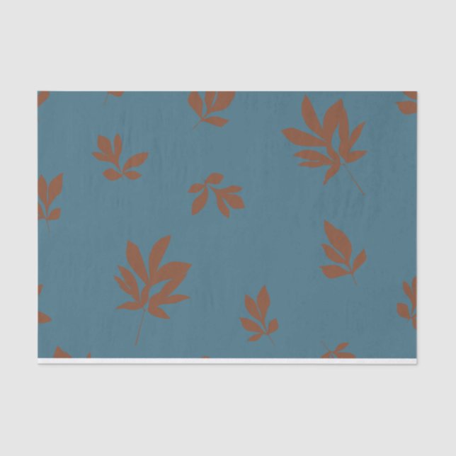 Peony Blätter Blue & Rust Seidenpapier (Vorderseite)