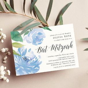 Peony bleu Invitation Bat mitzvah