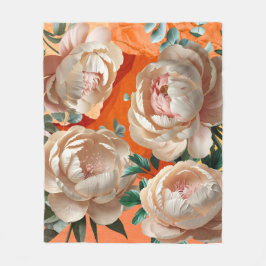 Peony Bloom Fleece Blanket Elegantes Blumendekor