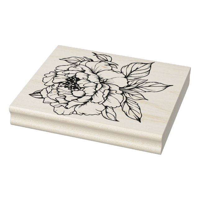 Peony Bloom Line Art Gummistempel (Stempel)