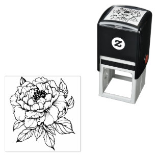 Peony Bloom Line Art Permastempel